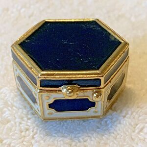 Estée Lauder Blue Enamel Hexagon Solid Perfume Compact Vintage EMPTY PC3152